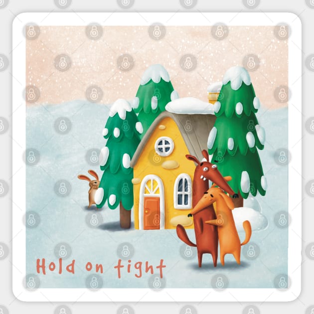 Hold on tight greeting card Sticker by marina63